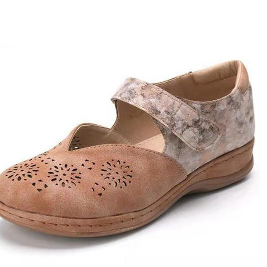 Sandalias hueco color sólido retro Europa y América