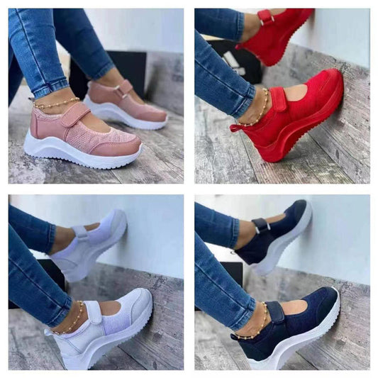 Zapatos de mujer de punto volador cómodos de suela gruesa