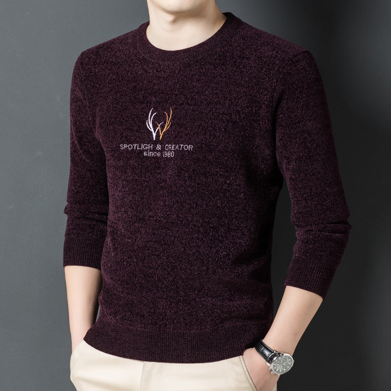 Camisa De Chenilla Gruesa Cálida Suéter Casual De Punto