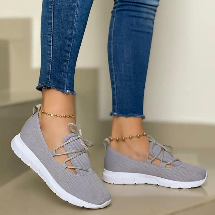 Zapatos deportivos cómodos de punto con cordones para mujer