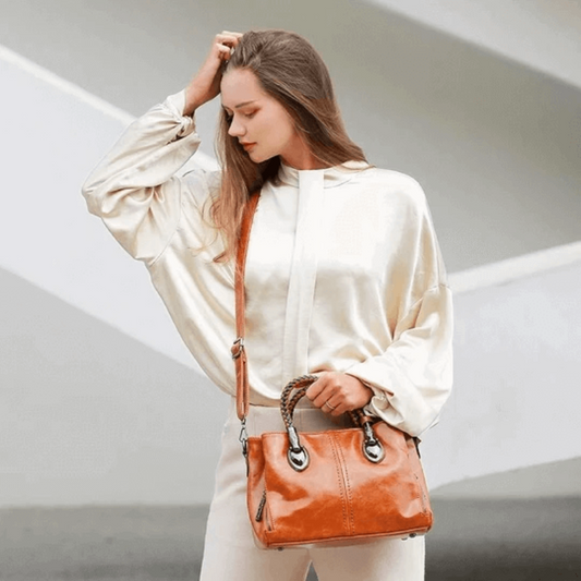 Bolso Tote Clásico Con Múltiples Bolsillos De Cuero Encerado Al Aceite