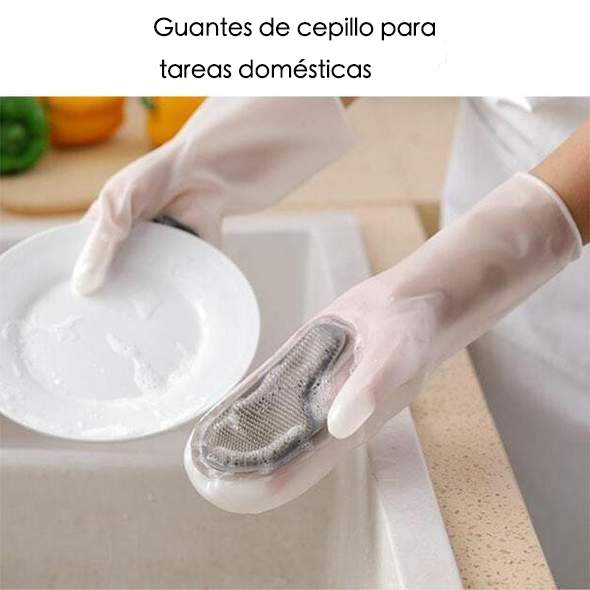 Guantes De Silicona Con Cepillo Para El Hogar-2 Pars