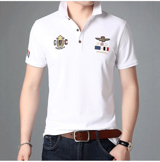 Cómodo polo de manga corta bordado transpirable