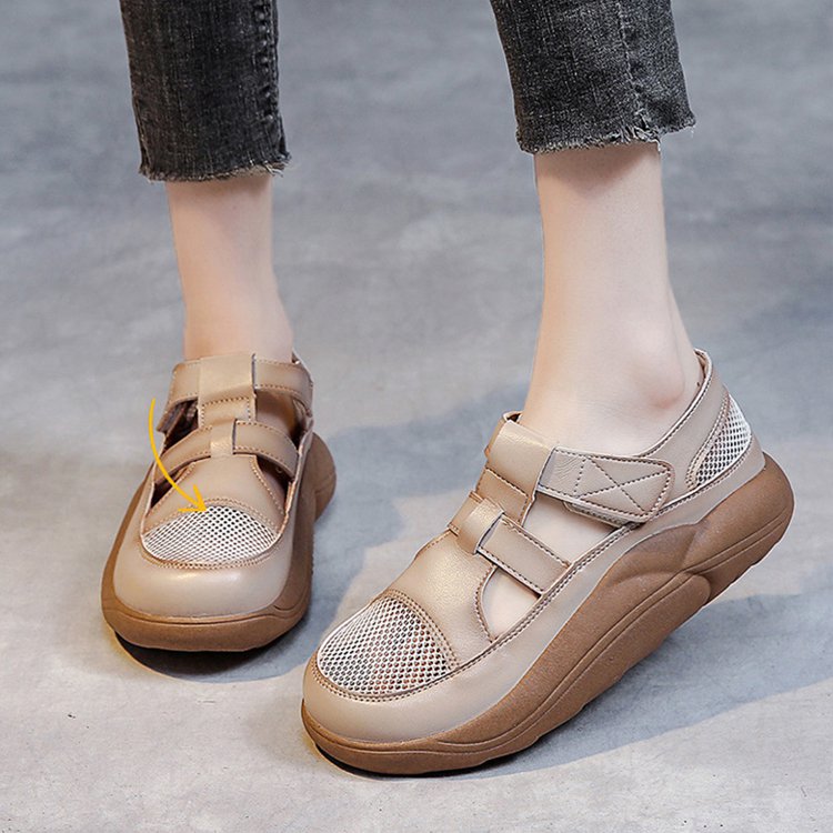 Zapatos Ventilados Con Suela Gruesa Y Superficie De Red Son Cómodos.