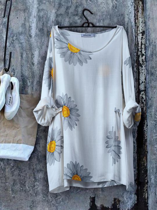 Camisa Blanca de Algodón Mezclado Casual