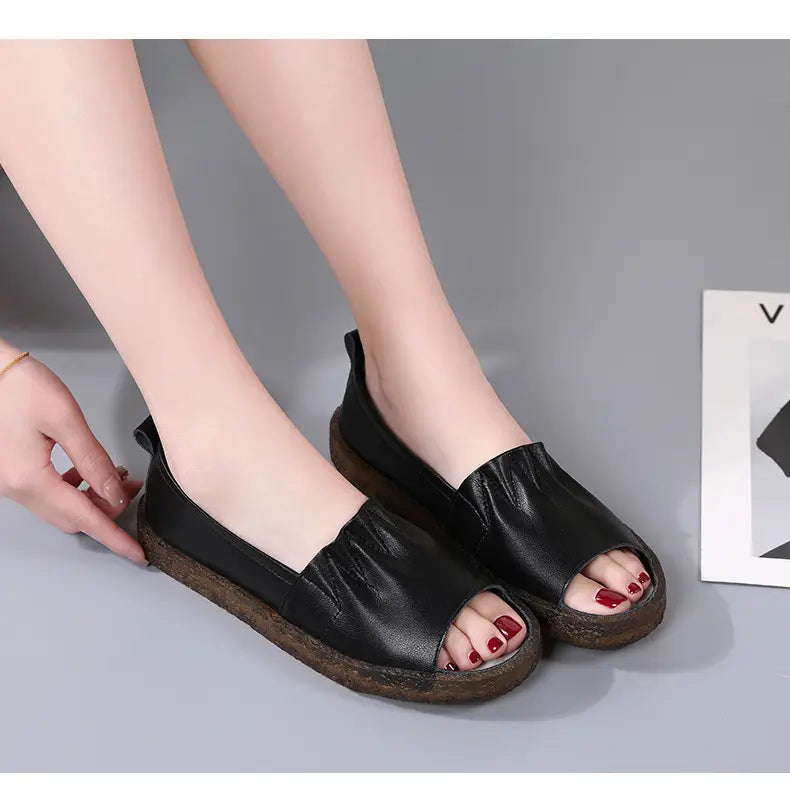 Cómodas Sandalias Con Suela Blanda Y Dedos Abiertos