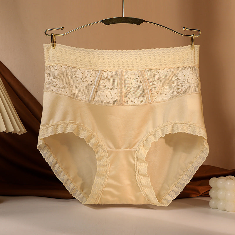 Calzoncillos De Encaje De Cintura Alta, Satén Transpirable, Abdomen Y Caderas