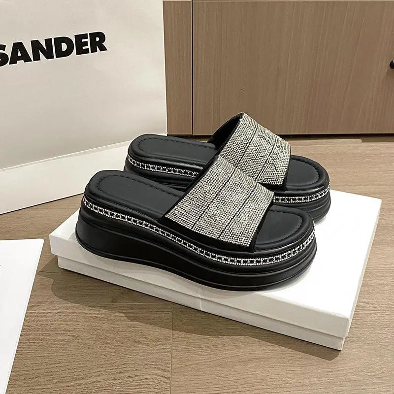 Sra. Zapatillas Frías Con Diamante De Agua De Aumento Interior