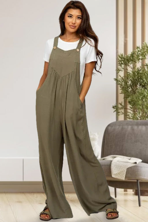 Pantalones De Babero Con Tirantes, Pantalones De Piernas Anchas