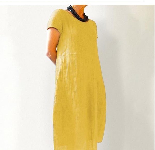 Estilo Casual Vestido De Algodón Y Lino Sólido Relajado