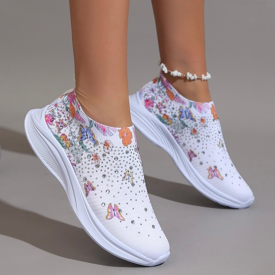 Calcetines De Diamante De Agua De Flores Femeninas Cómodos Con Fundas Resbaladizas Zapatillas