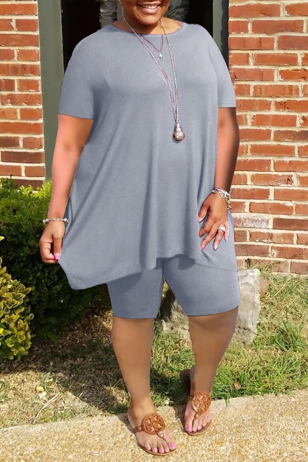 Blusas Y Pantalones Cortos De Color Sólido Con Volantes De Gran Tamaño