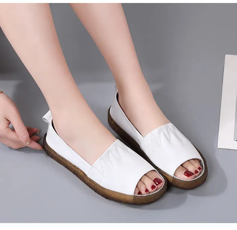 Cómodas Sandalias Con Suela Blanda Y Dedos Abiertos