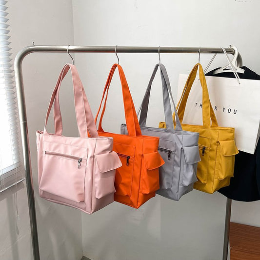 Bolso De Mano De Gran Capacidad Bolso Tote De Color Sólido Femenino