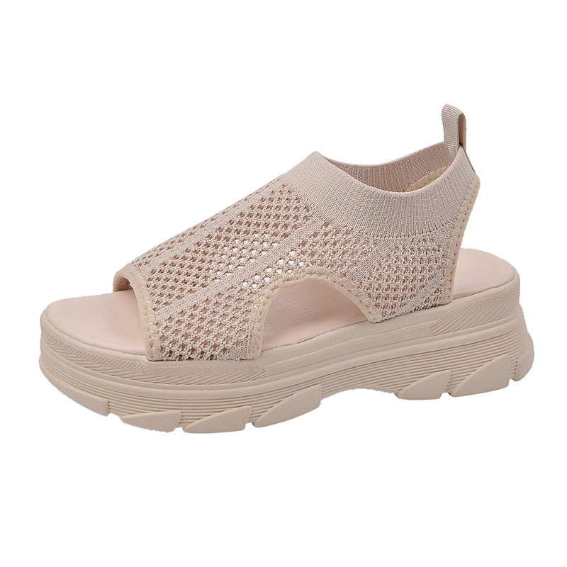 Sandalias Transpirables De Suela Gruesa Huecas Y Elásticas Zapatos De Calcetines Voladores