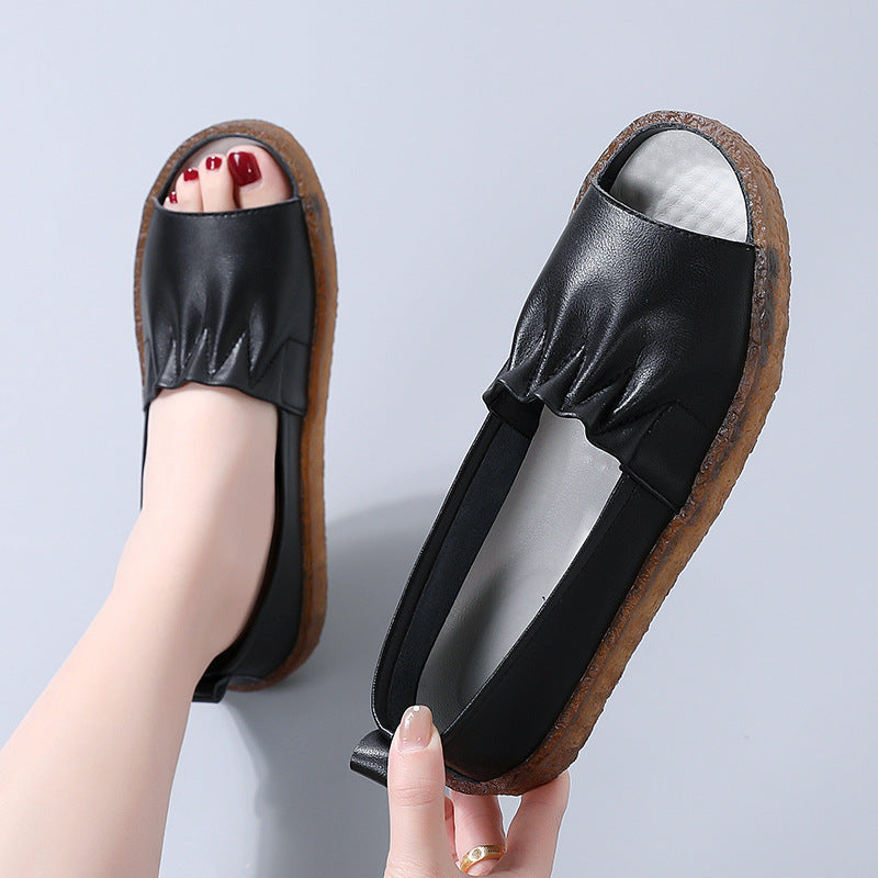 Cómodas Sandalias Con Suela Blanda Y Dedos Abiertos