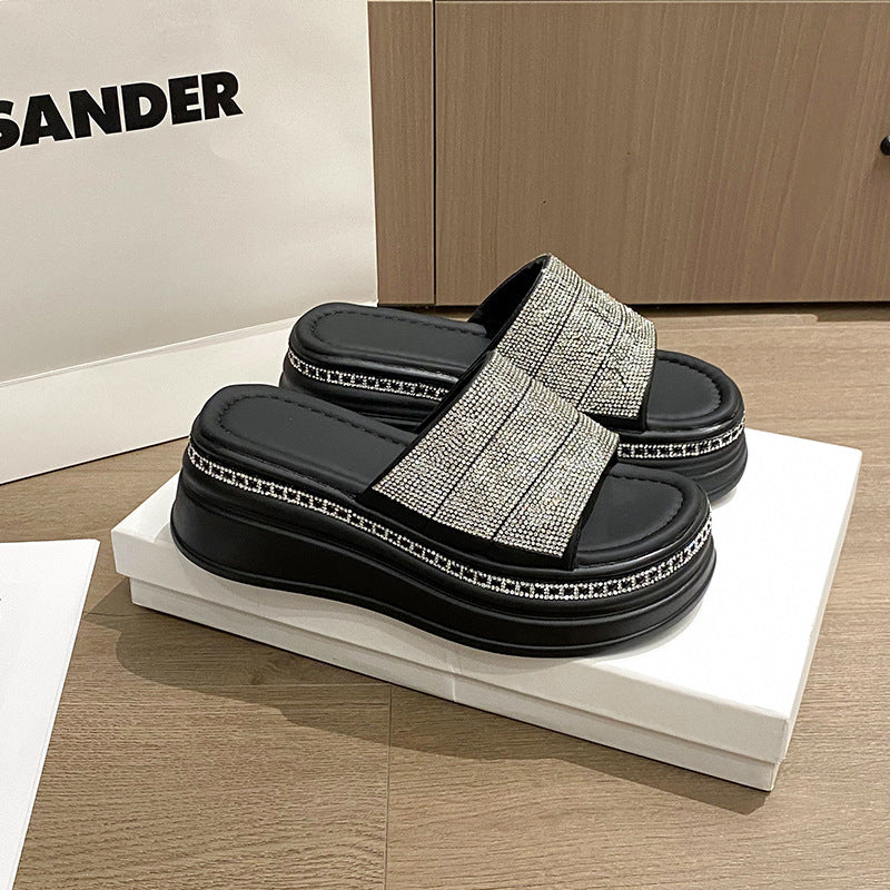 Sra. Zapatillas Frías Con Diamante De Agua De Aumento Interior