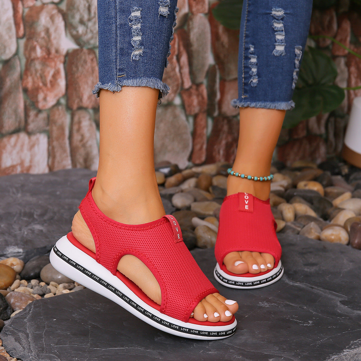 Sandalias Tejidas Con Fondo Plano