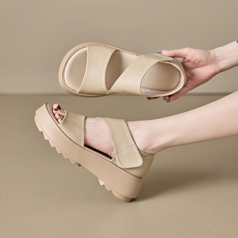 Pegatinas Mágicas Femeninas Versión Coreana De Zapatos Con Boca De Pescado Abrochados Zapatos Casuales