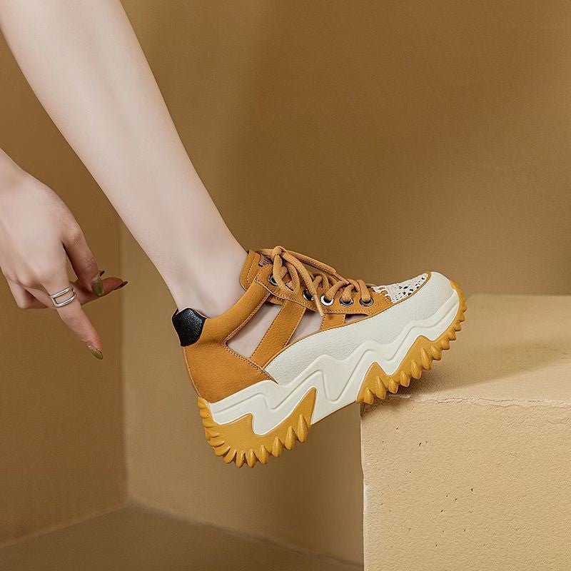 Sandalias Huecas Con Suelas Gruesas Y Altas