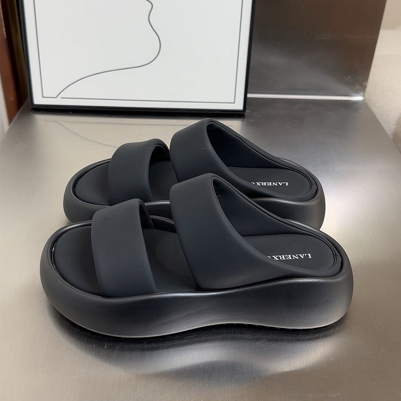 Zapatillas Blancas De Fondo Grueso Para Mujeres En Verano