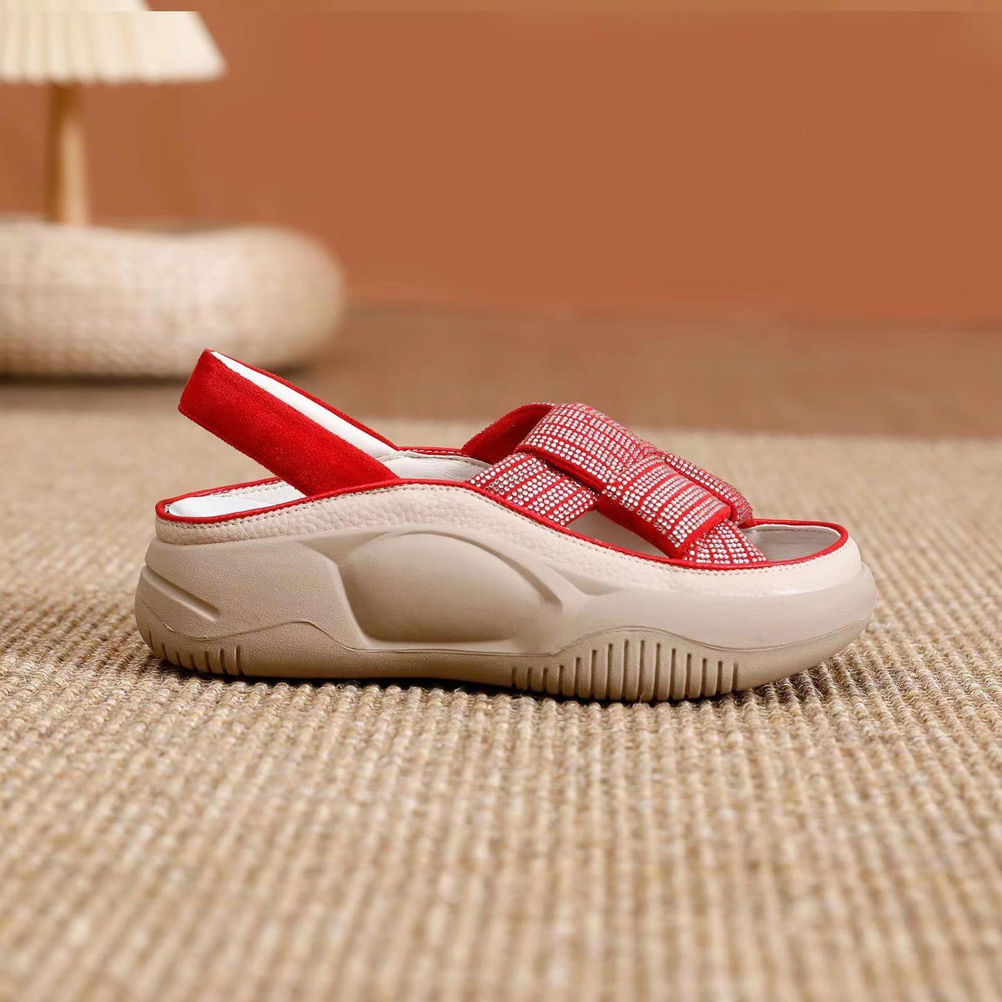 Cruzado De Suela Gruesa Con Sandalias Romanas Sencillas Y Cómodas Con Viento