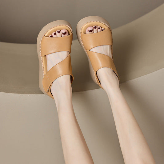 Pegatinas Mágicas Femeninas Versión Coreana De Zapatos Con Boca De Pescado Abrochados Zapatos Casuales