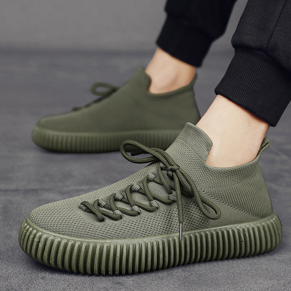 Casual De Los Hombres De Color Sólido Transpirable Zapatillas De Goma única Casual