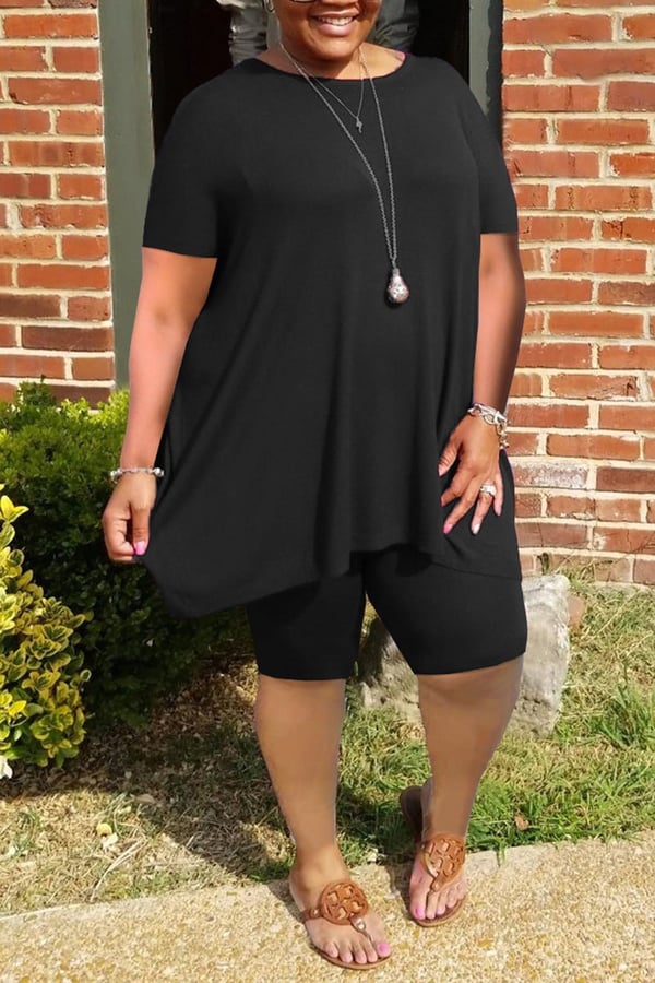 Blusas Y Pantalones Cortos De Color Sólido Con Volantes De Gran Tamaño