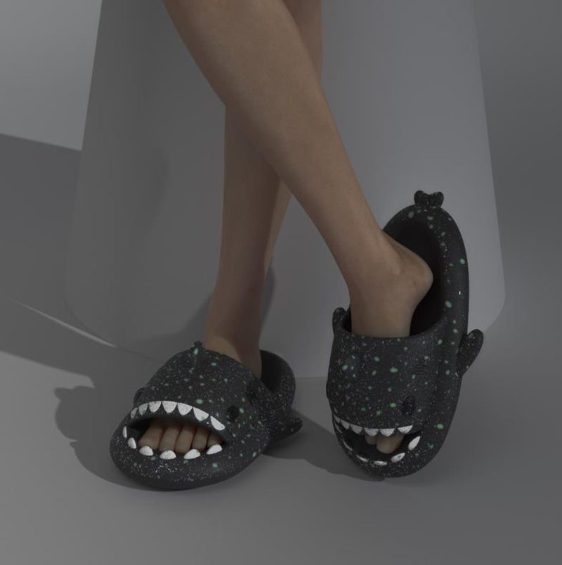 Zapatillas Shark Con Diseño De Lámparas De Noche Estrellada Zapatillas De Baño Zapatos De Mujer De Casa De Pareja