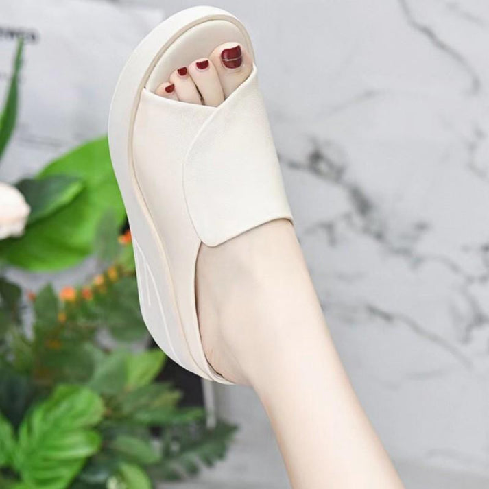 Zapatillas Antideslizantes Con Boca De Pescado De Piel Blanda