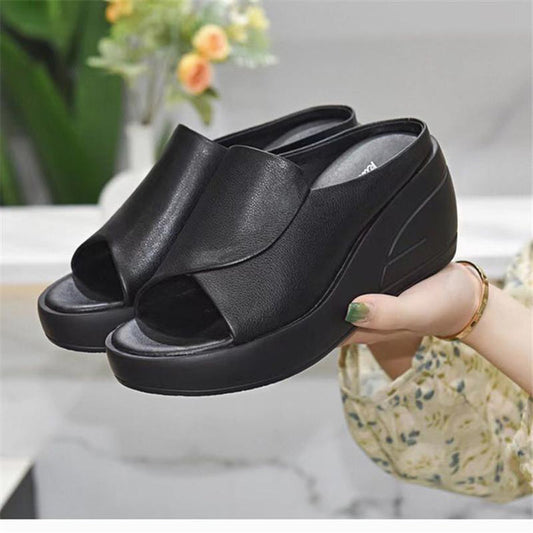 Zapatillas Antideslizantes Con Boca De Pescado De Piel Blanda