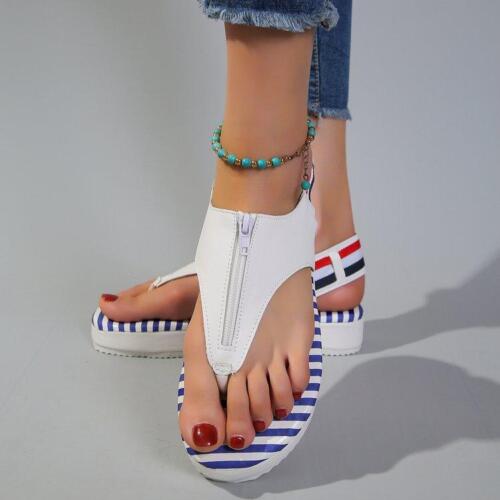 Zapatillas De Playa Con Suela De Pastel Con Cremallera Y Zapatos De Mujer Fuera