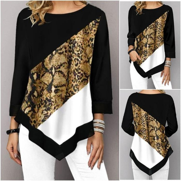 Camiseta con estampado irregular de manga larga - MXbueno