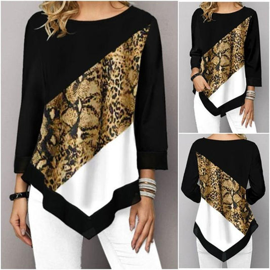 Camiseta con estampado irregular de manga larga - MXbueno