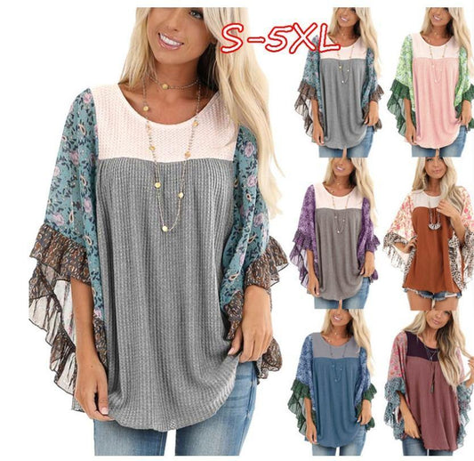 Vestido a color estampado de manga de murciélago para mujer - MXbueno