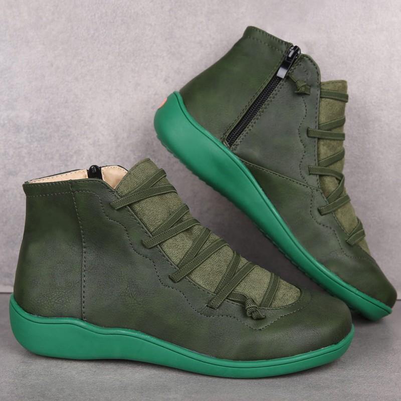 Gran tamaño en el tobillo plano informal con cremallera lateral Botas - MXbueno