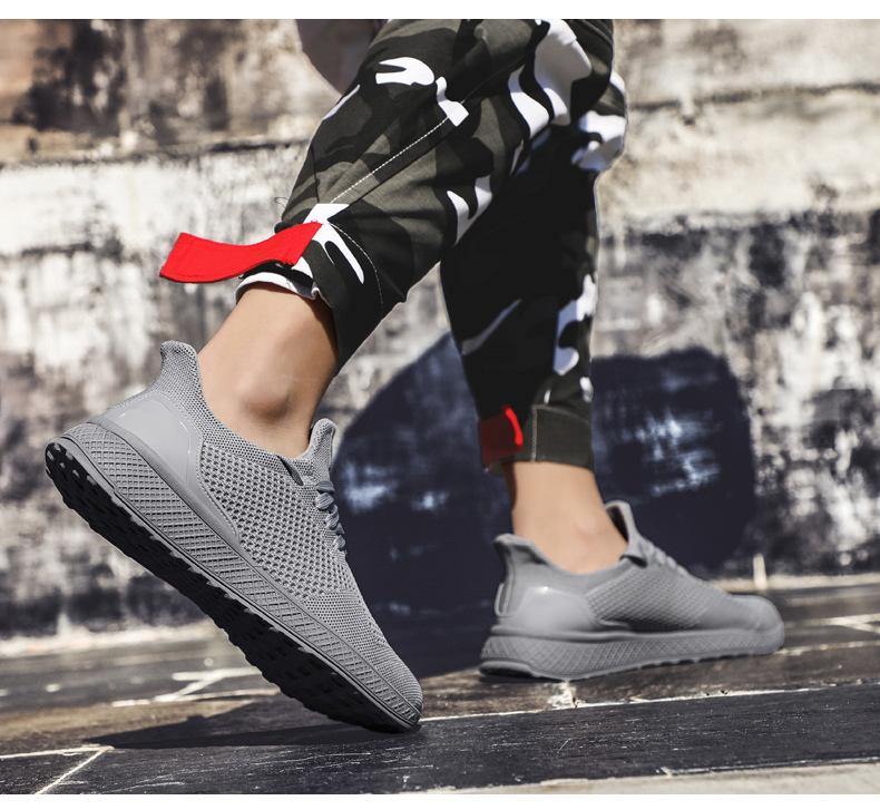 Zapatillas de deporte ligeras con cordones de tela de punto gratis para hombre - MXbueno