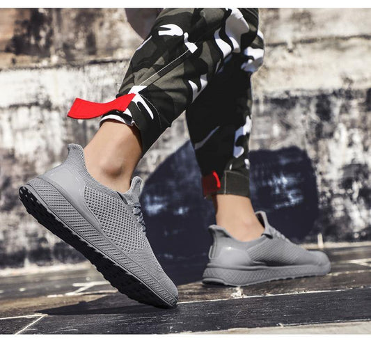 Zapatillas de deporte ligeras con cordones de tela de punto gratis para hombre - MXbueno