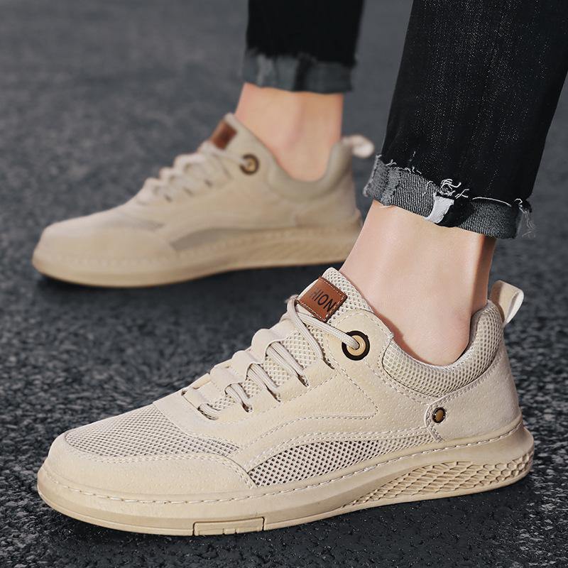 Zapatos casuales transpirables antideslizantes de empalme de tela PU para hombres - MXbueno