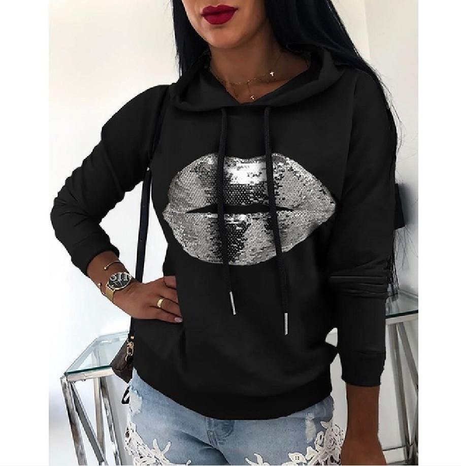 Nuevo labio impresión sudadera con capucha suelta - MXbueno