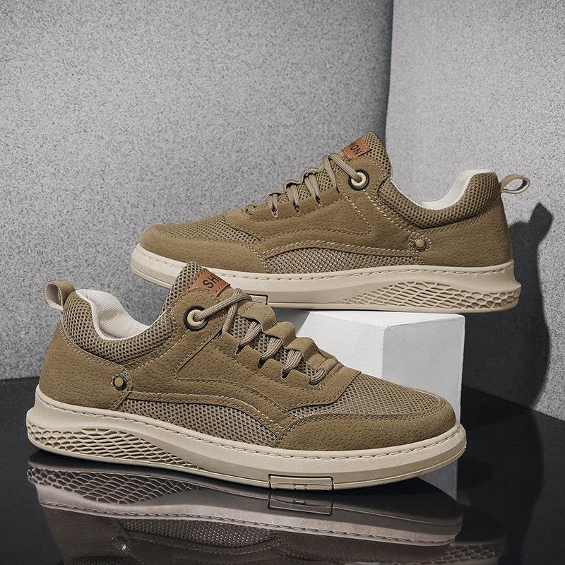 Zapatos casuales transpirables antideslizantes de empalme de tela PU para hombres - MXbueno