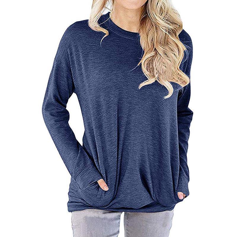 Ropa con bolsillo de cuello suelto manga larga para mujer - MXbueno