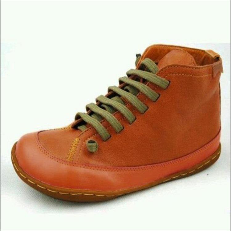 Mujer Plus Talla Punta redonda Cordones delanteros Antideslizantes Planos casuales Tobillo Botas - MXbueno