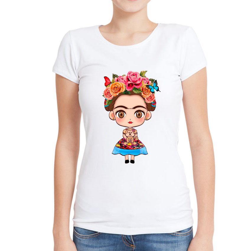 Camiseta de señoras de cuello redondo La pintora mexicana FRIDA - MXbueno