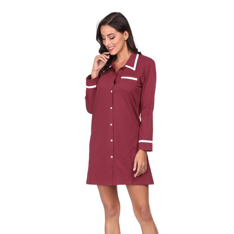 Los pijamas de manga larga estilo camisa de algodón - MXbueno