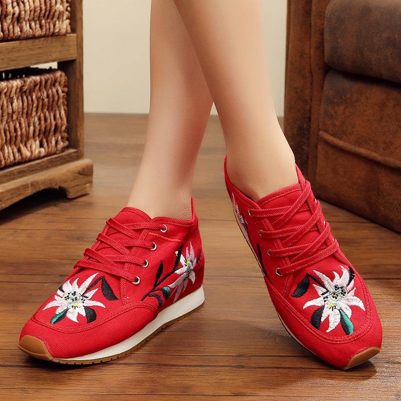 Zapatos casuales con patrón de flores con aumento del tacón - MXbueno