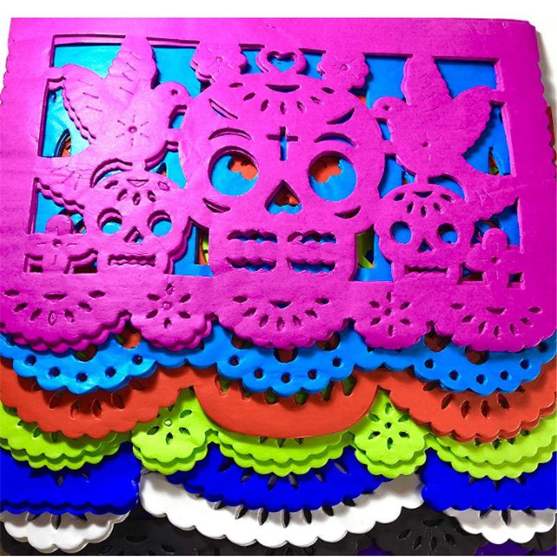 Guirnaldas de manta de fieltro con color multi para dias de los muertos - MXbueno