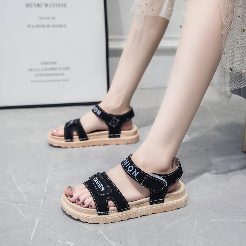 Mujer De gran tamaño con punta abierta ajustable Gancho Cuñas de lazo Sandalias - MXbueno