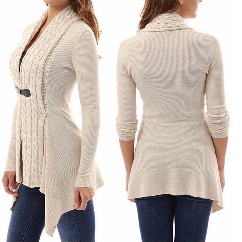 Cárdigan de dobladillo irregular de punto de cable - MXbueno